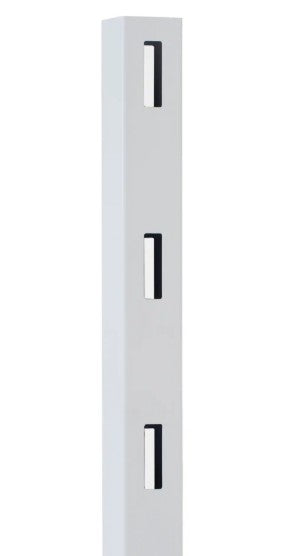 Poste de vinil para cerco estilo rancho blanco con tres ranuras rectangulares