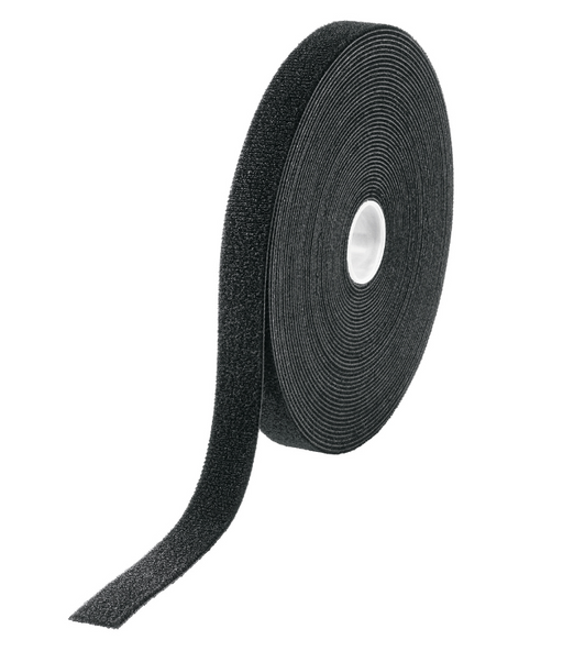 Cinta de contacto reutilizable doble cara en rollo negro, tira texturizada