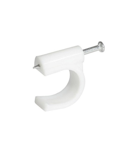 GRAPA PARA CABLE COAXIAL 5 mm BLANCO 20 PZ