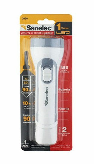 LINTERNA RECARGABLE 1 SUPER LED 90 LM Y 50 LM