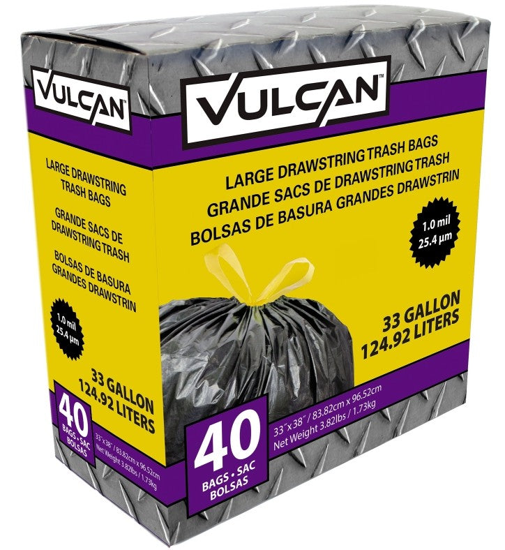 BOLSAS PARA BASURA CON CORDÓN DE ALTA RESISTENCIA NEGRAS 33 GAL 40 PZ.