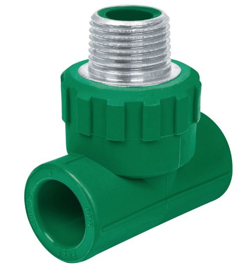 TEE DE PPR, 1/2", 20 mm, C/CONECTOR MACHO