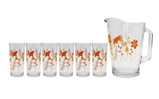 JUEGO PARA BEBIDAS DE CRISTAL 7 PZ (FLORECILLAS)