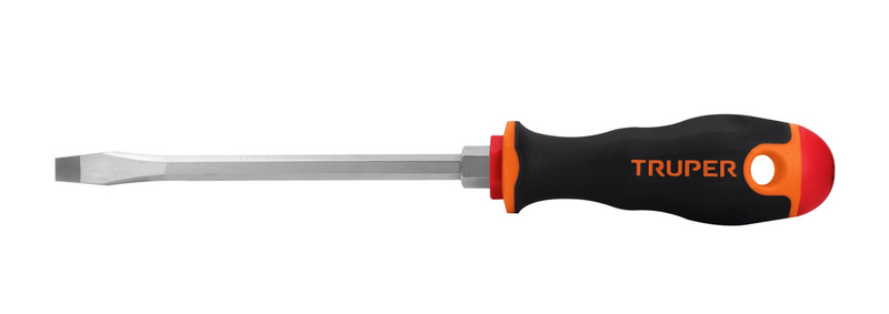 DESARMADOR PLANO, 5/16" X 6", MANGO BIMATERIAL, BARRA EXAGONAL