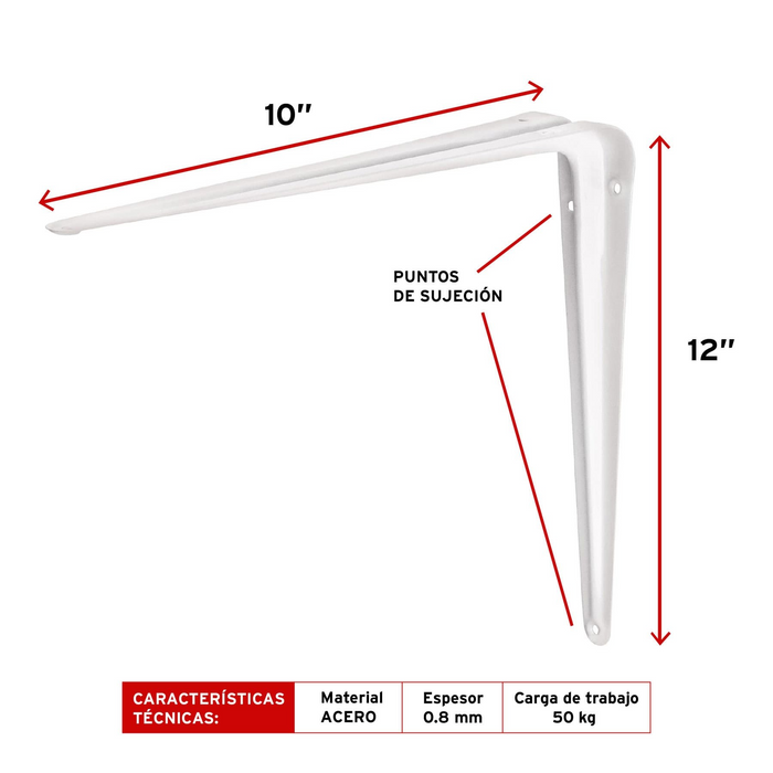 MENSULA 10" X 12", BLANCA, FIERO
