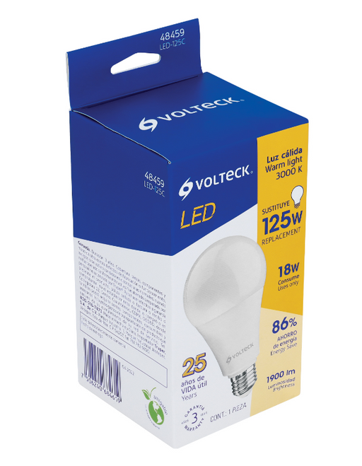 Caja de bombilla LED Volteck 18 W, luz cálida