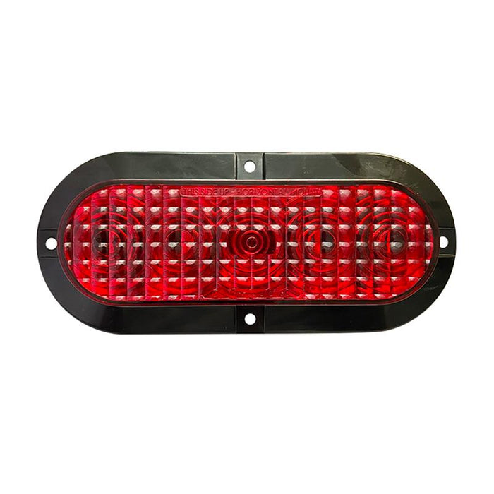 FOCO ROJO LED OVALADO( MARCO NEGRO)  DE 6" 12 VOLTS