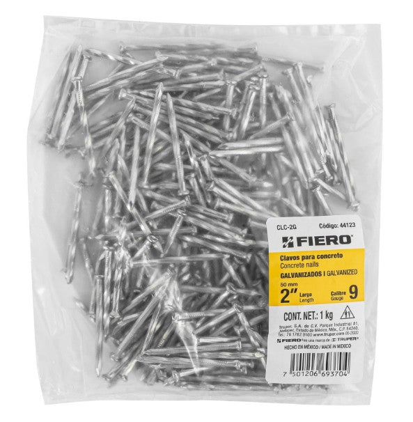 CLAVO PARA CONCRETO GALAVANIZO DE 2" BOLSA DE 1 kg