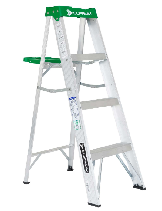 ESCALERA DE TIJERA 4' ALUMINIO TIPO II TAPA VERDE CON IMAN