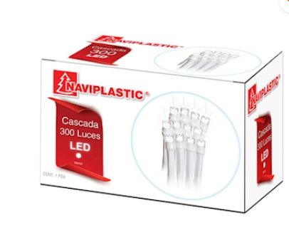 SERIE DE LUCES CASCADA 300L LED BLANCA CABLE BLANCO
