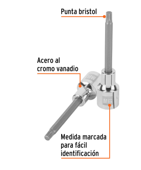 DADO PUNTA LARGA BRISTOL M6 CUADRO DE 1/2" TRUPER