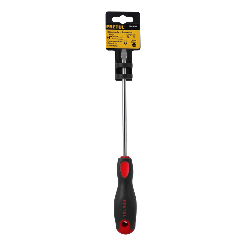 DESARMADOR PLANO, 1/4" X 6", MANGO BIMATERIAL COMFORT GRIP