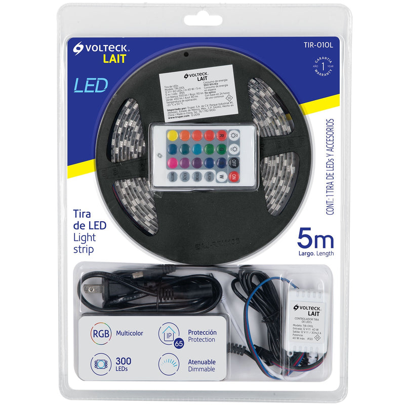 TIRA DE LED DE 5M 18W LUZ MULTICOLORES RGB