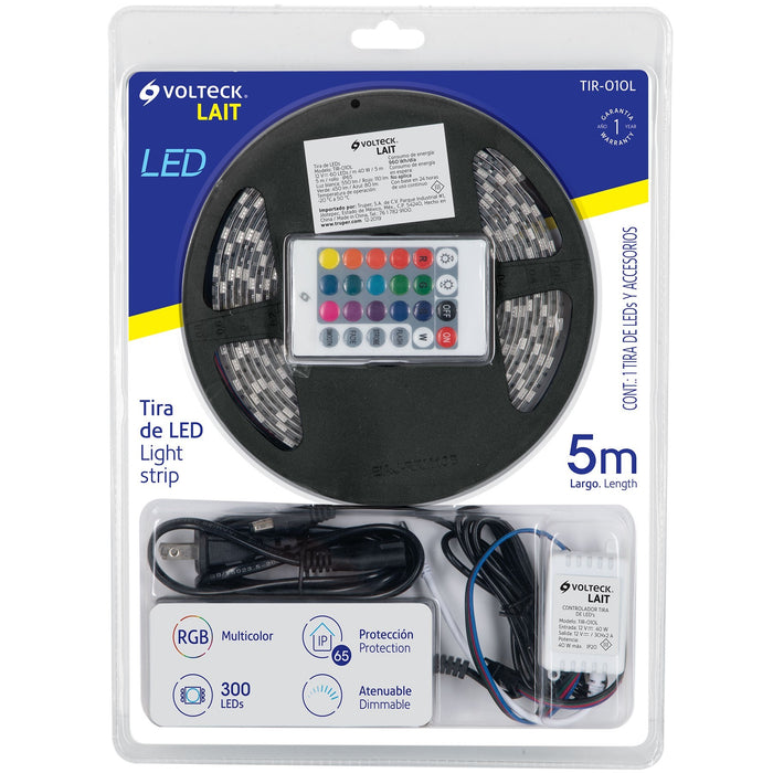 TIRA DE LED DE 5M 18W LUZ MULTICOLORES RGB