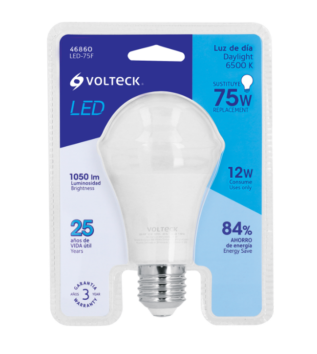 FOCO LED TIPO BULBO, 12W, LUZ DE DIA, VOLTECK