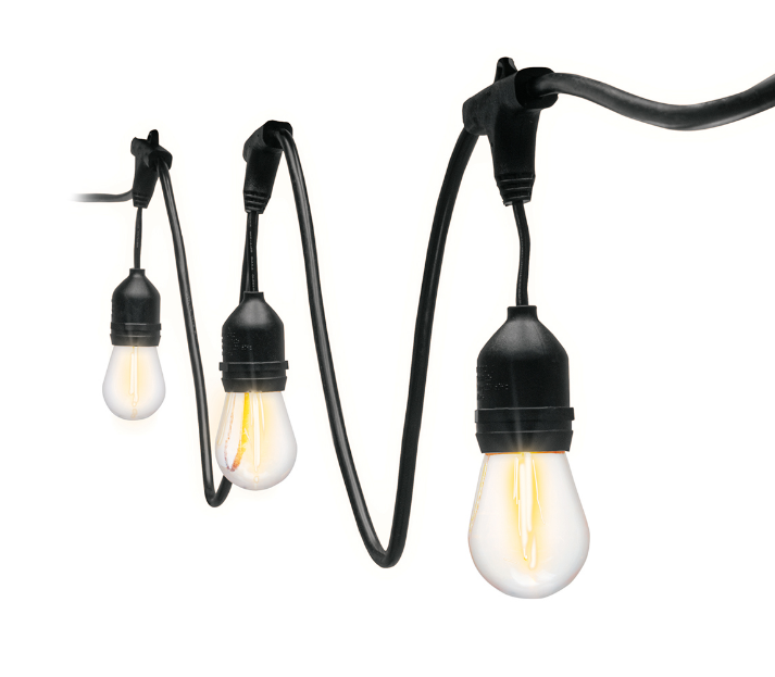 Guirnalda de luces LED para exterior con cable negro y 4 bombillas tipo globo