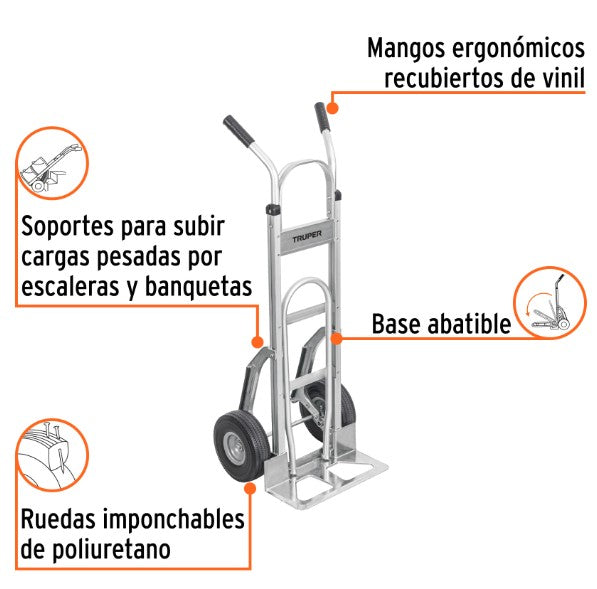 DIABLITO PARA CARGA DE ALUMINIO 250 KG CON EXTENCION DE BASE