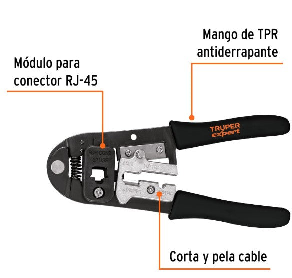 PINZA PONCHADORA DE CABLE RJ-45 8 CONTACTOS DE 8" TRUPER