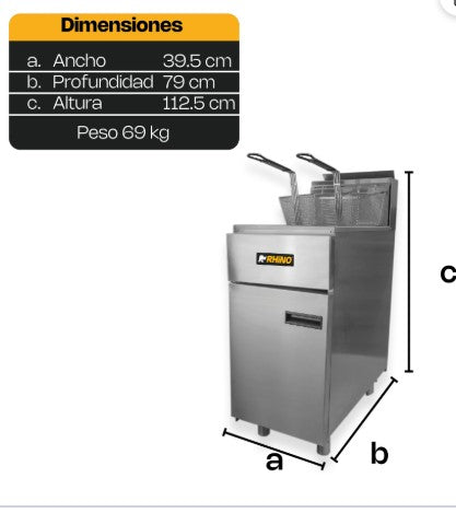 FREIDORA DE GAS NATURAL 3 QUEMADORES RHINO