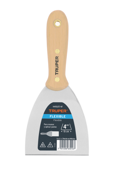 ESPATULA DE 4", FLEXIBLE, MANGO DE MADERA