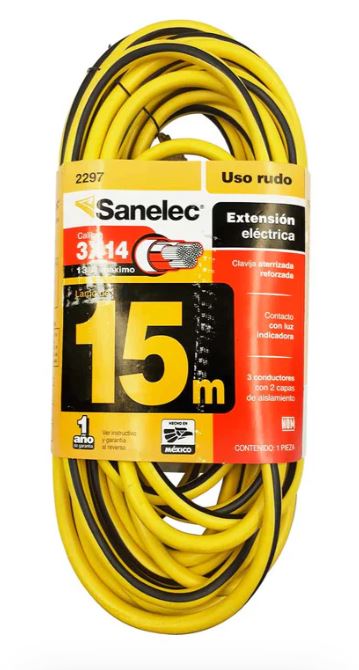 EXTENSION ELECTRICA DE 15 MTS, CAL. 14/3, USO RUDO