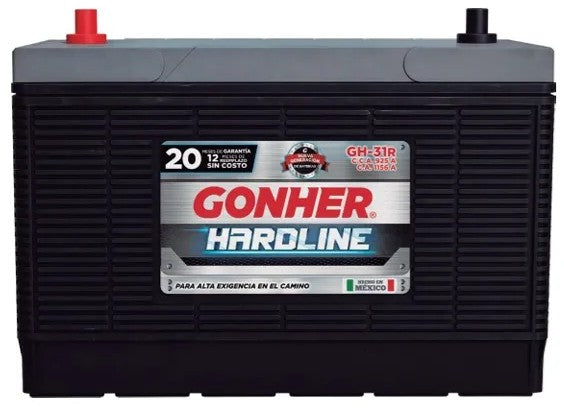 ACUMULADOR "31R" GONHER SERV. PESADO DE 925 AMP. DE ARRANQUE EN FRIO, +/-, DE POSTE