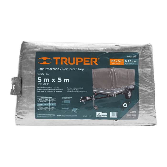 LONA GRIS REFORZADA 5 X 5 M TRUPER