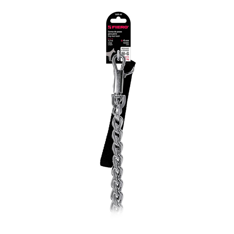 CORREA DE PASEO PARA PERRO DE 1.2 M ESLABON 4 mm FIERO