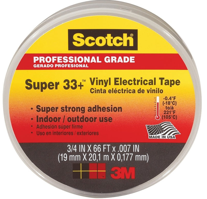 CINTA DE AISLAR 20 M X 18 mm, NEGRO USO INDUSTRIAL SUPER 33 VINIL