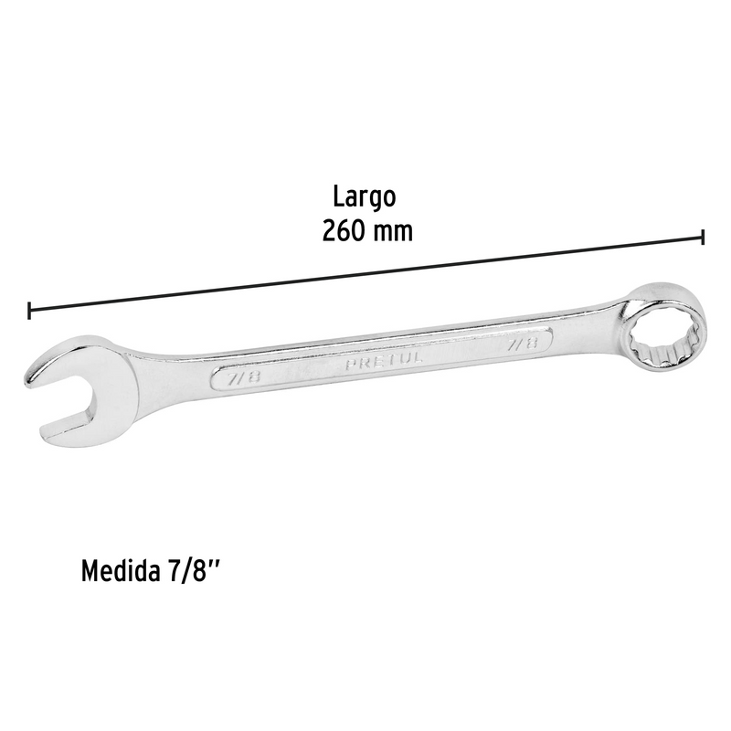LLAVE COMBINADA 7/8" X 260 mm DE LARGO PRETUL