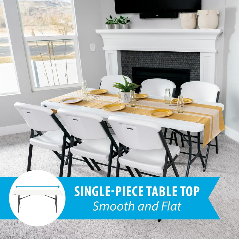 MESA DE PLASTICO 6 FT, PLEGABLE, BLANCA, LIFETIME, SEMI COMERCIAL