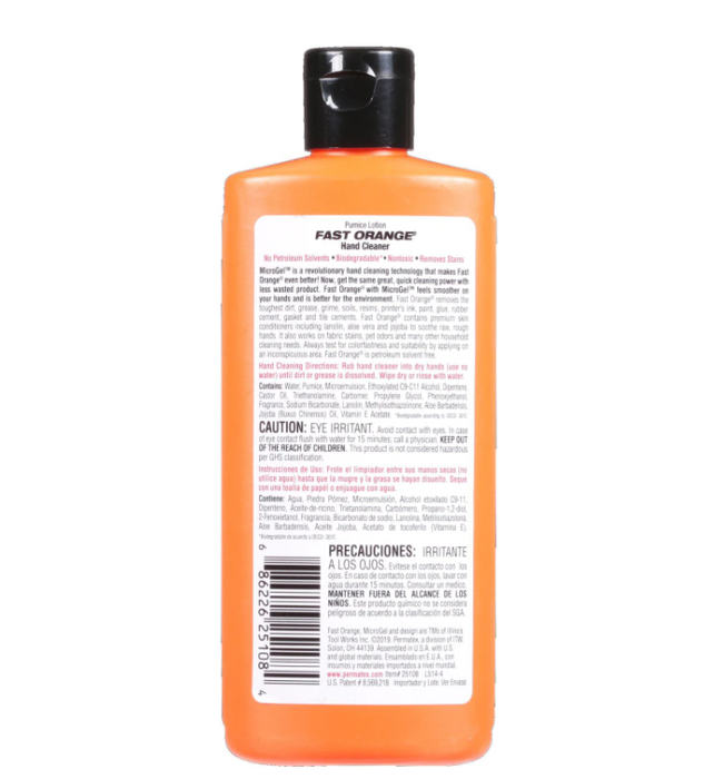 CREMA LIMPIAMANOS FAST ORANGE, DE 7.5 OZ.