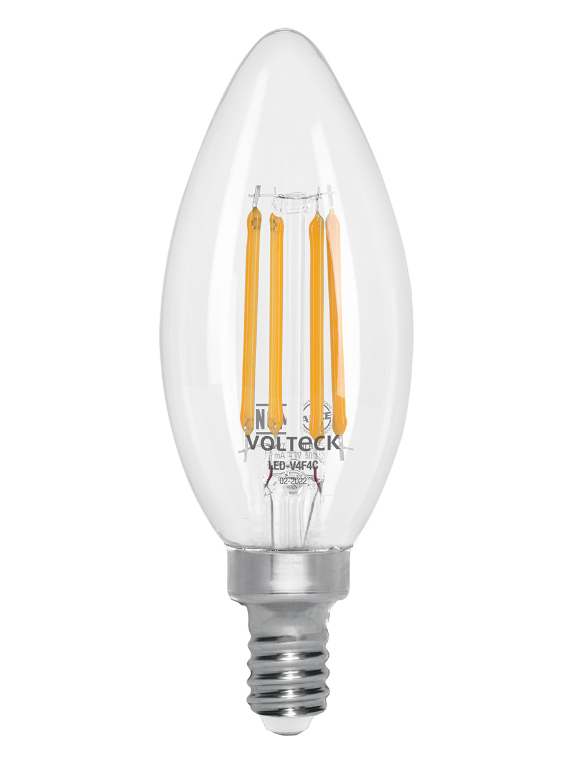 LAMPARA LED TIPO VELA, CON FILAMENTO, 4 W, VOLTECK
