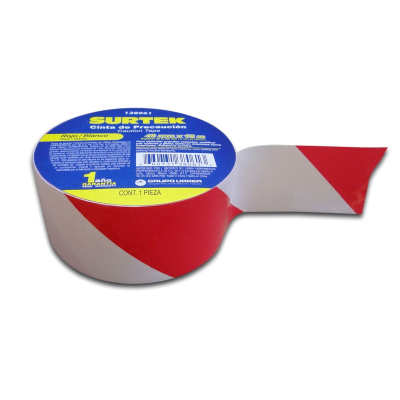CINTA DE SEÑALIZACION ROJO-BLANCO 18MTS X 2"