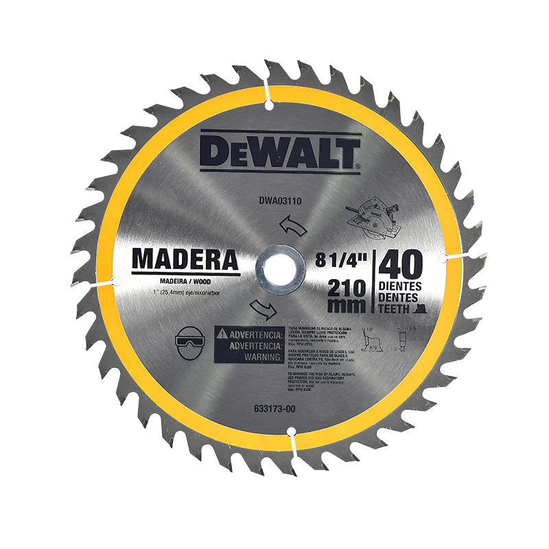 DISCO PARA SIERRA CIRCULAR PUNTA DE CARBURO 8-1/4” X 40 DIENTES FLECHA 1”