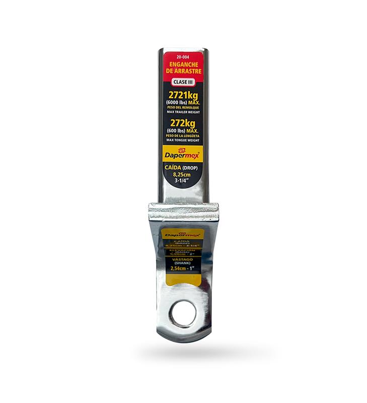 BARRA DE ENGANCHE PARA REMOLQUE DE 3-1/4" X 2" X 1" 6000 LB CROMADO DAPERMEX