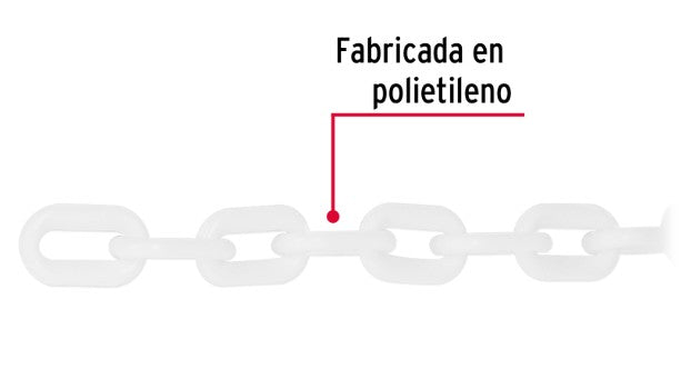 CADENA PLASTICA 3/16" X 25 MTS, BLANCA