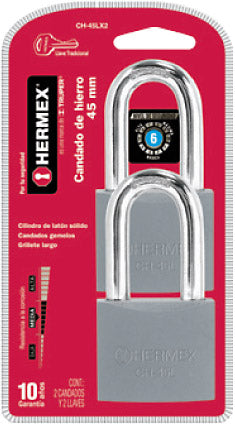 CANDADOS GEMELOS DE HIERRO, G-LARGO, 38 mm, 2 PZAS"