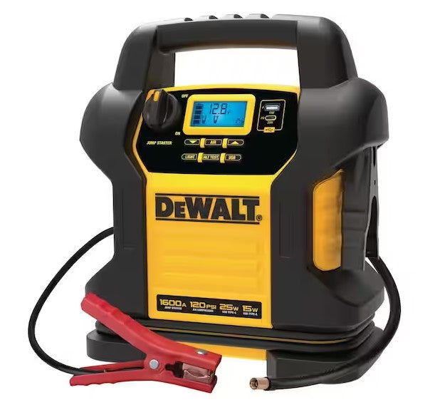 ARRANCADOR DE BATERIAS 1600 AMP CON COMPRESOR DIGITAL USB DEWALT