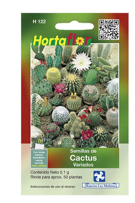 SOBRE DE SEMILLAS DE CACTUS VARIADOS HORTAFLOR, CONTENIDO DE .01G