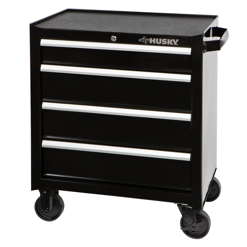 GABINETE HUSKY 26.5" X 18", CON RUEDAS Y 4 CAJONES COLOR NEGRO