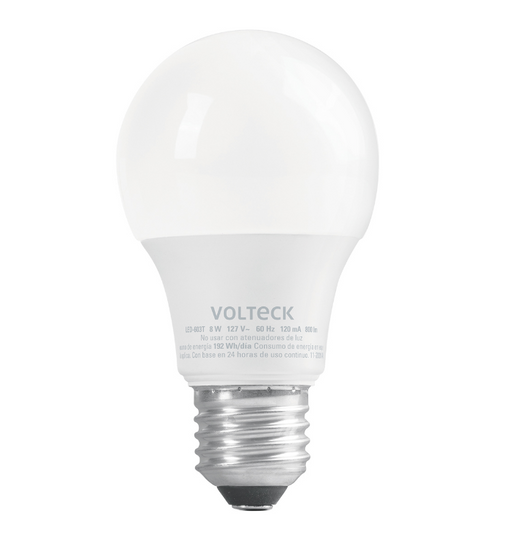 Bombilla LED FOCO VOLTECK 8W E27, bulbo blanco translúcido