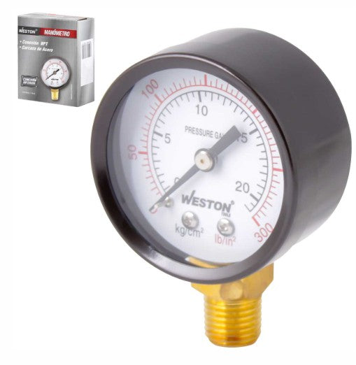 MANOMETRO DE 2" 1/4" NPT 200 LBS/14 KG