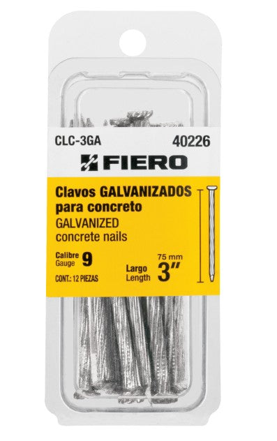 CLAVOS GALVANIZADOS PARA CONCRETO 3" 12 pz FIERO
