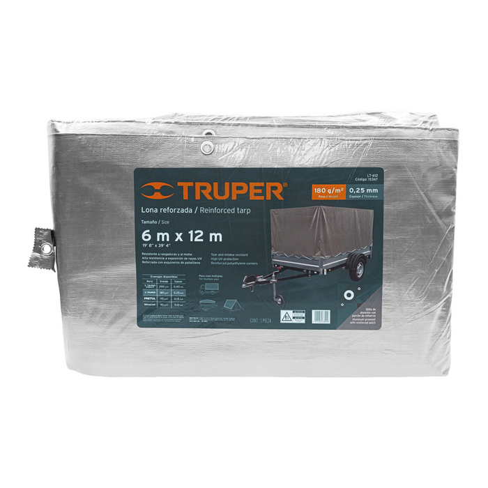 LONA GRIS REFORZADA 6 X 12 M TRUPER