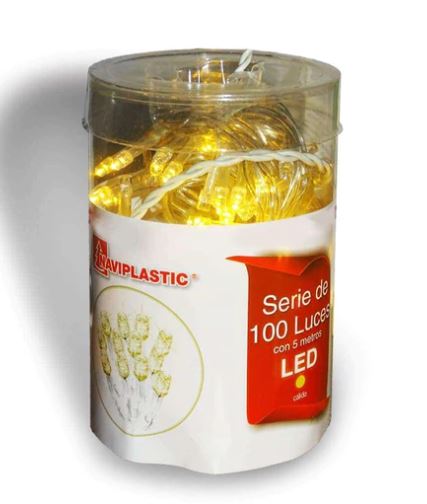 SERIE DE LUCES 100L LED CALIDO CABLE TRANSPARENTE EN TUBO