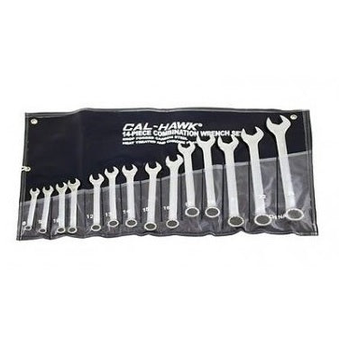 JUEGO DE 14 LLAVES COMBINADAS mm, ESTUCHE DE TELA CAL-HAWK