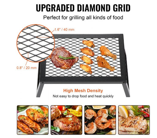 Parrilla plegable con rejilla de malla en forma de diamante para cocinar alimentos