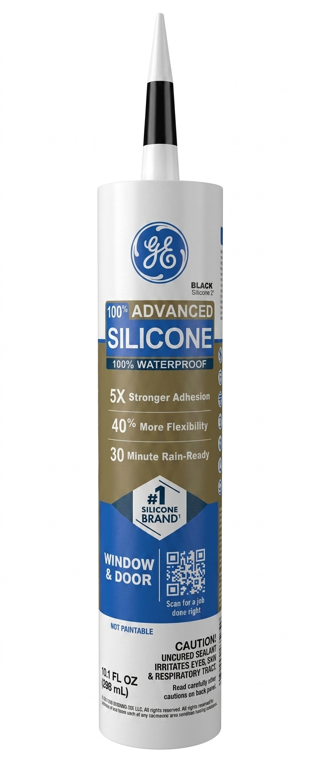 SELLADOR DE SILICON, PUERTAS Y VENTANAS, 298.65 ml, (10.1 oz), NEGRO, GE ADVANCE