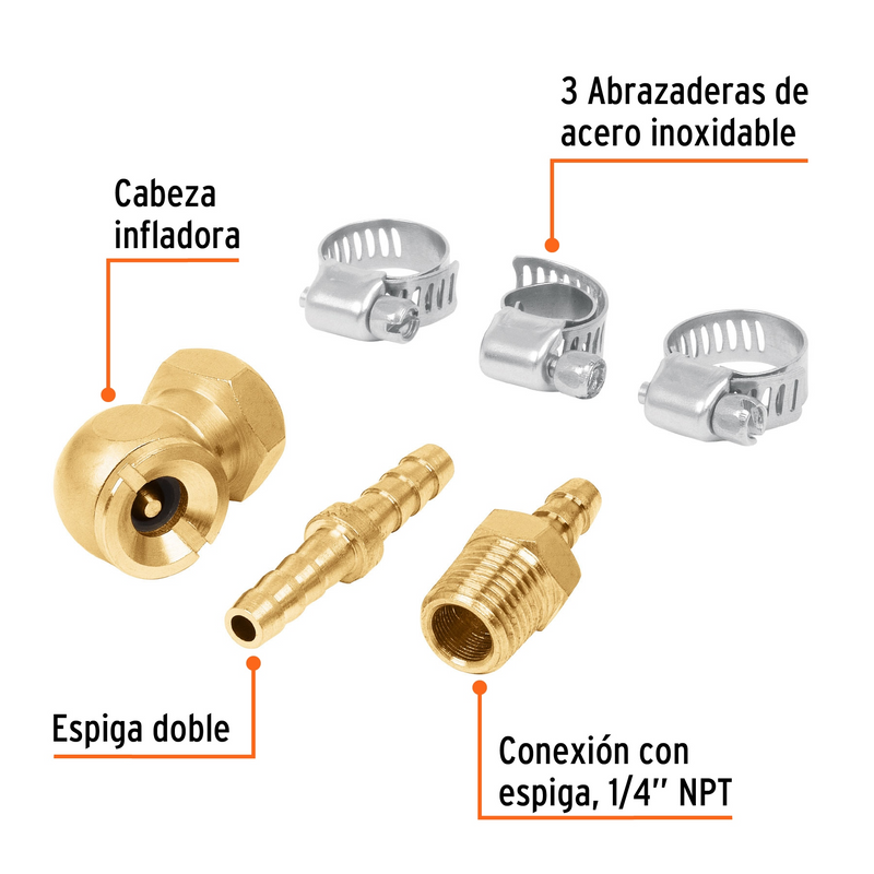 JUEGO DE CONEXIONES PARA MANGUERA DE AIRE DE 3/8"